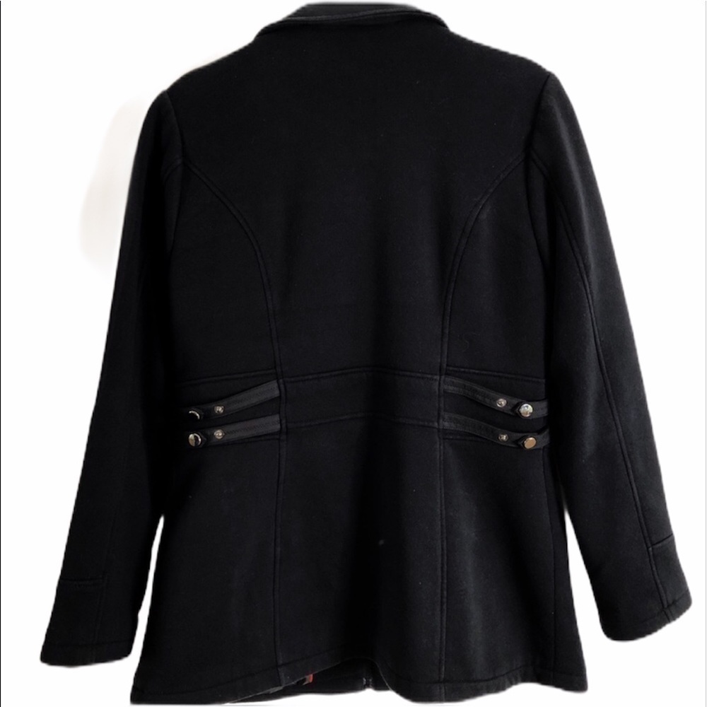 INTL Details Black Pea Coat Detachable Hood Size Medium - Picture 4 of 8